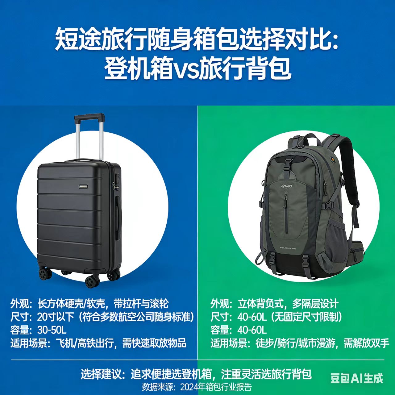 短途旅行随身箱包选择登机箱与旅行背包对比