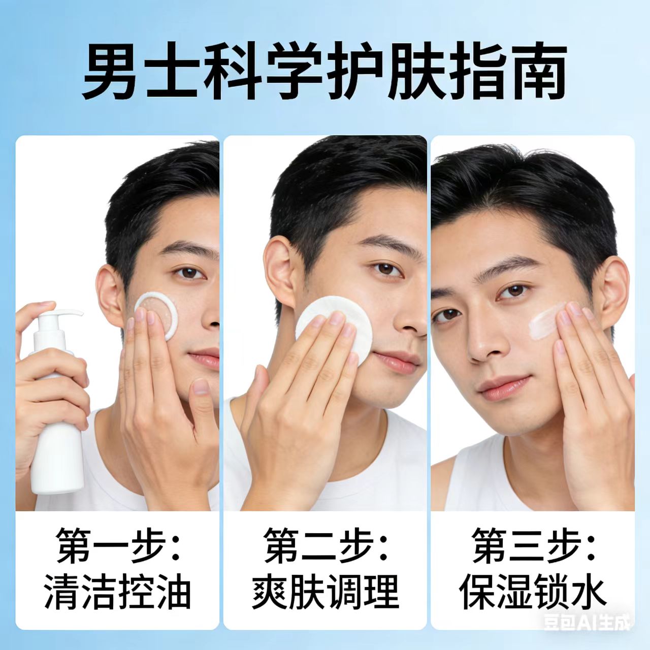 男士护肤攻略精简三步清爽控油保湿告别油腻粗糙