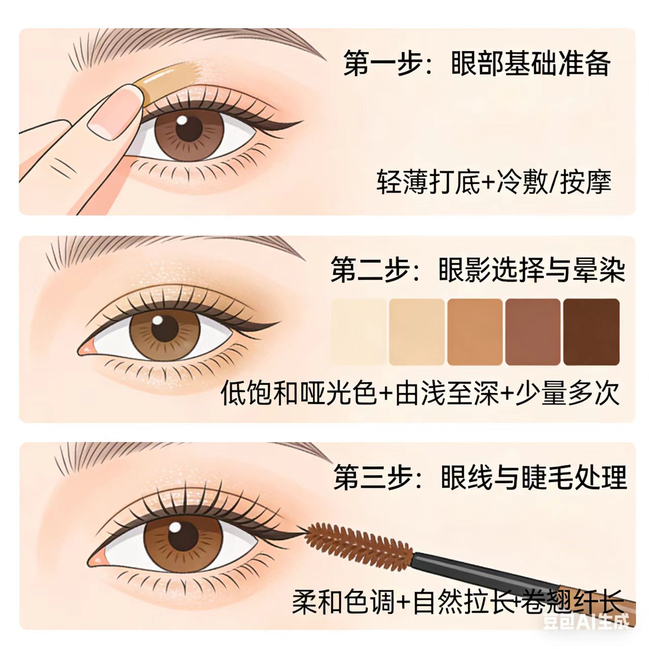 日常通勤眼妆教程消肿显深邃五分钟出门的万能画法